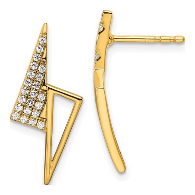 14K Yellow Gold 1/5 ct tw Round Diamond Triangle Stud Earrings