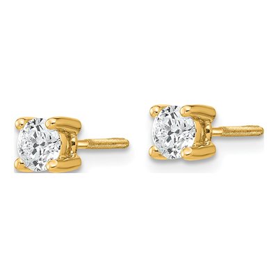 14K Yellow Gold 1/2 ct tw 4mm Round Lab-Grown Diamond Stud Earrings – view 3