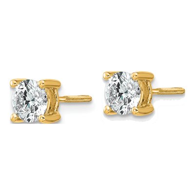 14K Yellow Gold 1 ct tw 5mm Round Lab-Grown Diamond 1ctw Stud Earrings – view 2