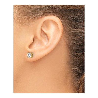 14K Yellow Gold 1 ct tw 5mm Round Lab-Grown Diamond 1ctw Stud Earrings – view 3
