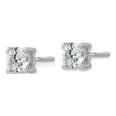14K White Gold 1 ct tw 5mm Round Lab-Grown Diamond Stud Earrings – view 2