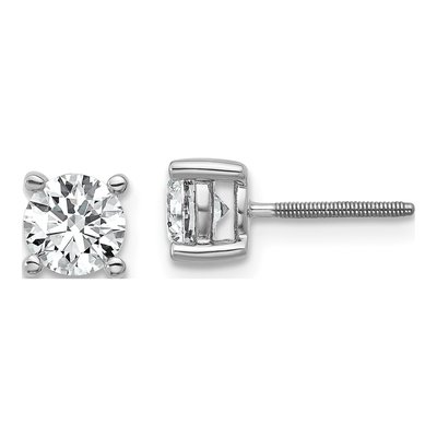 14K White Gold 1 ct tw 5mm Round Lab-Grown Diamond Stud Earrings