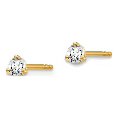 14K Yellow Gold 1/5 ct tw 3mm Round Lab-Grown Diamond 3-Prong Solitaire Stud Earrings – view 2