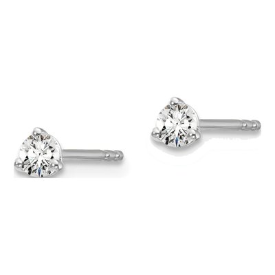 14K White Gold 1/5 ct tw 3mm Round Lab-Grown Diamond 3-Prong Solitaire Stud Earrings – view 2