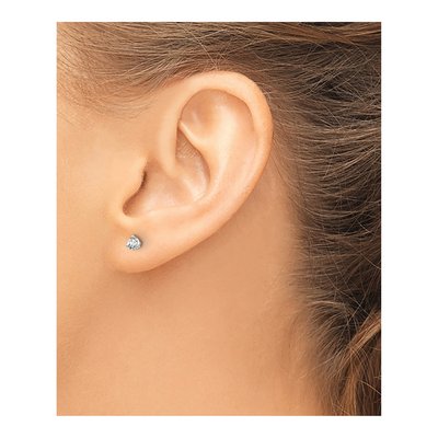 14K White Gold 1/5 ct tw 3mm Round Lab-Grown Diamond 3-Prong Solitaire Stud Earrings – view 3