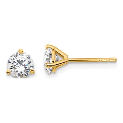 14K Yellow Gold 1 ct tw 5mm Round Lab-Grown Diamond Stud Earrings