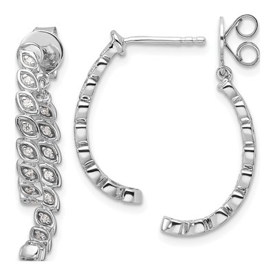 14K White Gold 1/5 ct tw Diamond Front-Back Dangle Earrings