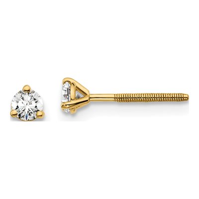 14K Yellow Gold 1/5 ct tw 3mm Round Lab-Grown Diamond Stud Earrings
