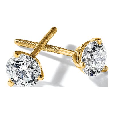 14K Yellow Gold 1/4 ct tw 3.2mm Round Lab-Grown Diamond Stud Earrings – view 6