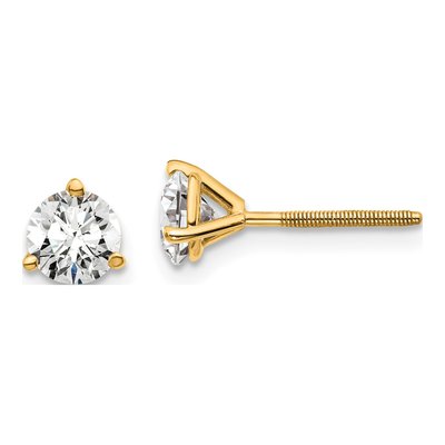 14K Yellow Gold 1 ct tw 5mm Round Lab-Grown Diamond Stud Earrings