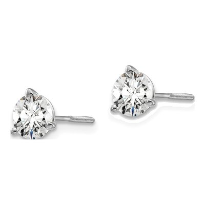 14K White Gold 1 ct tw 5mm Round Lab-Grown Diamond Stud Earrings – view 3