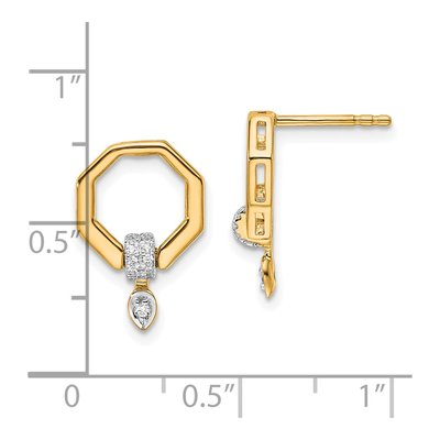 14K Yellow Gold 1/10 ct tw Diamond Octagon Dangle Earrings – view 3