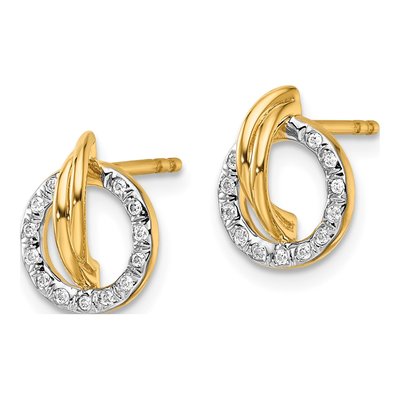 14K Yellow Gold 1/10 ct tw Diamond Open Circle Dangle Earrings – view 2