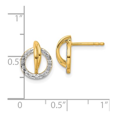 14K Yellow Gold 1/10 ct tw Diamond Open Circle Dangle Earrings – view 3