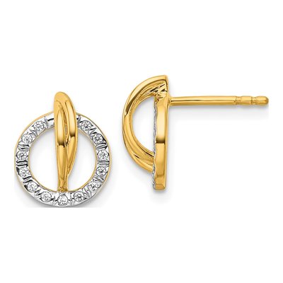 14K Yellow Gold 1/10 ct tw Diamond Open Circle Dangle Earrings