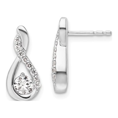 14K White Gold 5/8 ct tw Diamond Teardrop Dangle Earrings
