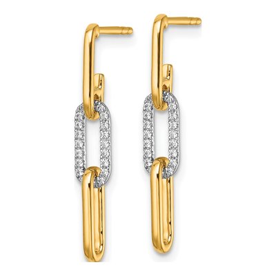 14K Two-Tone Gold 1/5 ct tw Diamond Paperclip Dangle Earrings – view 2