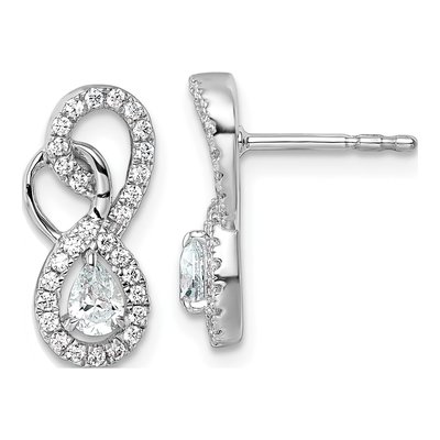 14K White Gold 1/2 ct tw Diamond Infinity Dangle Earrings