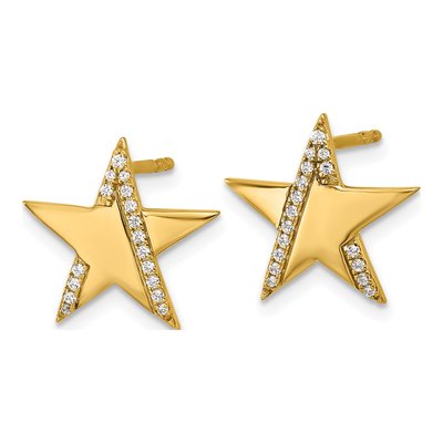 14K Yellow Gold 1/8 ct tw Round Diamond Star Stud Earrings – view 2