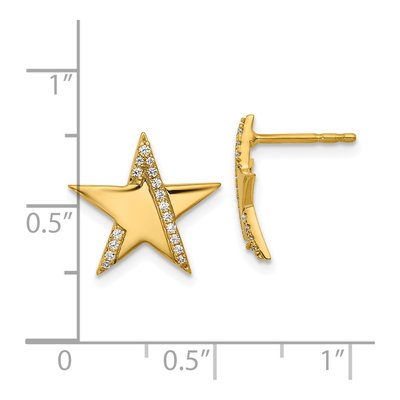 14K Yellow Gold 1/8 ct tw Round Diamond Star Stud Earrings – view 3
