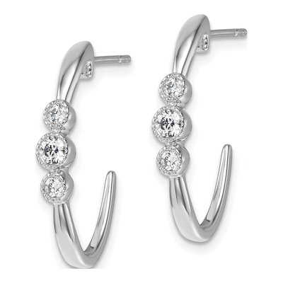 14K White Gold 3/8 ct tw 24mm Diamond J- Hoop Earrings – view 2