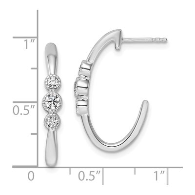 14K White Gold 3/8 ct tw 24mm Diamond J- Hoop Earrings – view 3