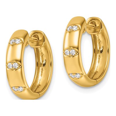 14K Yellow Gold 1/8 ct tw 14mm Diamond Huggie Hoop Earrings – view 2