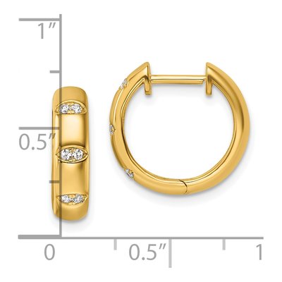 14K Yellow Gold 1/8 ct tw 14mm Diamond Huggie Hoop Earrings – view 3
