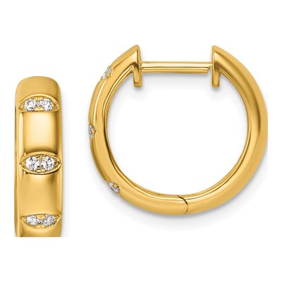 14K Yellow Gold 1/8 ct tw 14mm Diamond Huggie Hoop Earrings