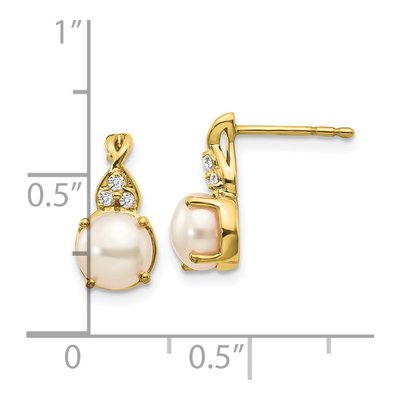 10K Yellow Gold Pearl & Diamond June Dangle Earrings – view 4
