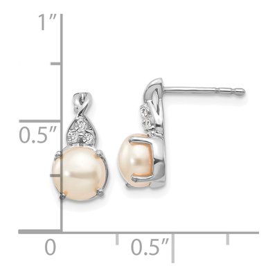 14K White Gold Freshwater Cultured Pearl & Diamond June Dangle Earrings – view 4