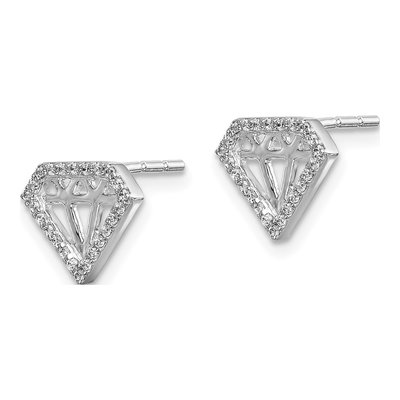 14K White Gold 1/8 ct tw 0.8mm Round Diamond Gemstone-Shaped Stud Earrings – view 2