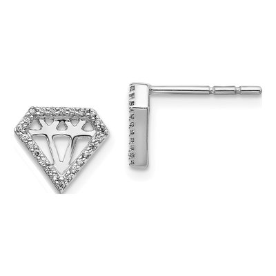 14K White Gold 1/8 ct tw 0.8mm Round Diamond Gemstone-Shaped Stud Earrings