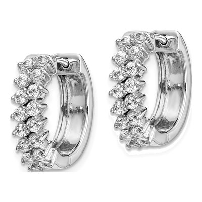 14K White Gold 1 ct tw 15mm Diamond Huggie Hoop Earrings – view 2