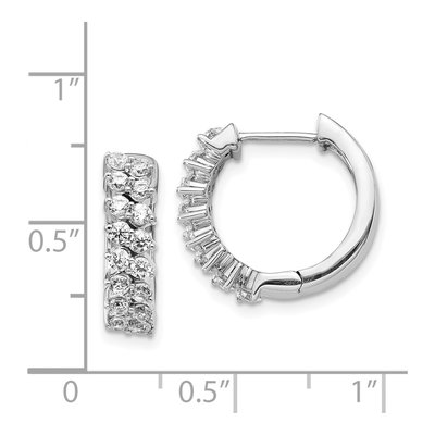 14K White Gold 1 ct tw 15mm Diamond Huggie Hoop Earrings – view 4