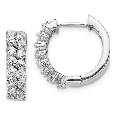 14K White Gold 1 ct tw 15mm Diamond Huggie Hoop Earrings
