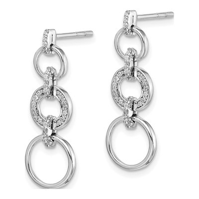 14K White Gold 1/6 ct tw Diamond Circles Dangle Earrings – view 2