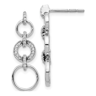 14K White Gold 1/6 ct tw Diamond Circles Dangle Earrings