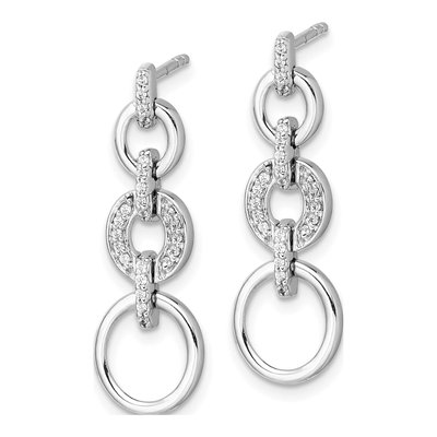 14K White Gold 1/8 ct tw Diamond Circle Dangle Earrings – view 3