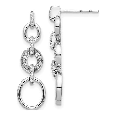 14K White Gold 1/8 ct tw Diamond Circle Dangle Earrings