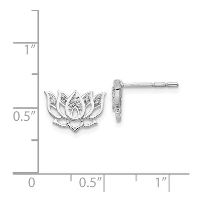14K White Gold 1/20 ct tw 0.8mm Round Diamond Lotus Flower Stud Earrings – view 4