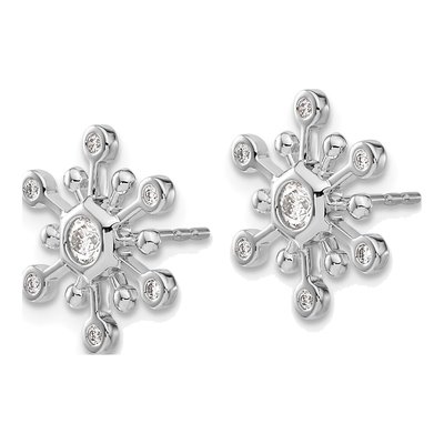 14K White Gold 1/4 ct tw 2.7mm Round Diamond Snowflake Stud Earrings – view 2