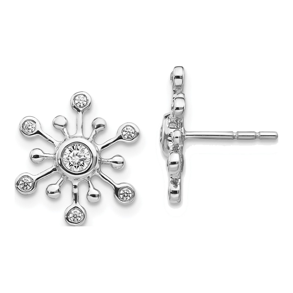 14K White Gold 1/4 ct tw 2.7mm Round Diamond Snowflake Stud Earrings