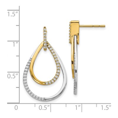 14K Two-Tone Gold 1/2 ct tw Diamond Teardrop Dangle Earrings – view 2