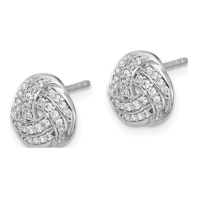14K White Gold 1/4 ct tw 1.1mm Round Diamond Love Knot Stud Earrings – view 3