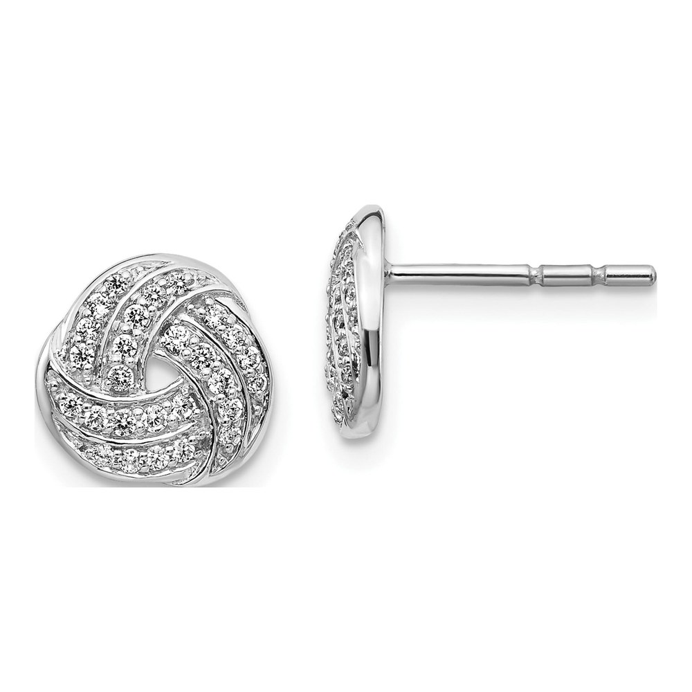 14K White Gold Diamond Love Knot Earrings