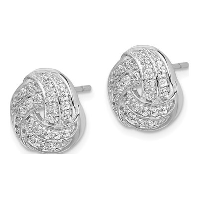 14K White Gold 1/2 ct tw 1.4mm Round Diamond Love Knot Stud Earrings – view 2