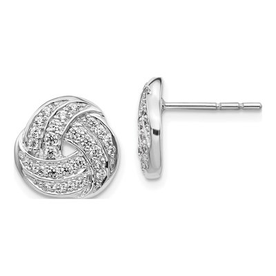 14K White Gold 1/2 ct tw 1.4mm Round Diamond Love Knot Stud Earrings