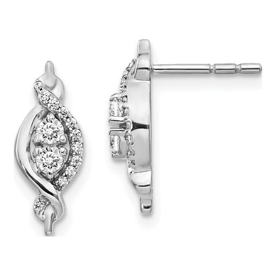 14K White Gold 1/4 ct tw Diamond Twist Dangle Earrings