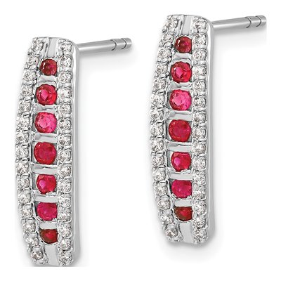 14K White Gold 0.3 ct tw Ruby & Diamond Dangle Earrings – view 3